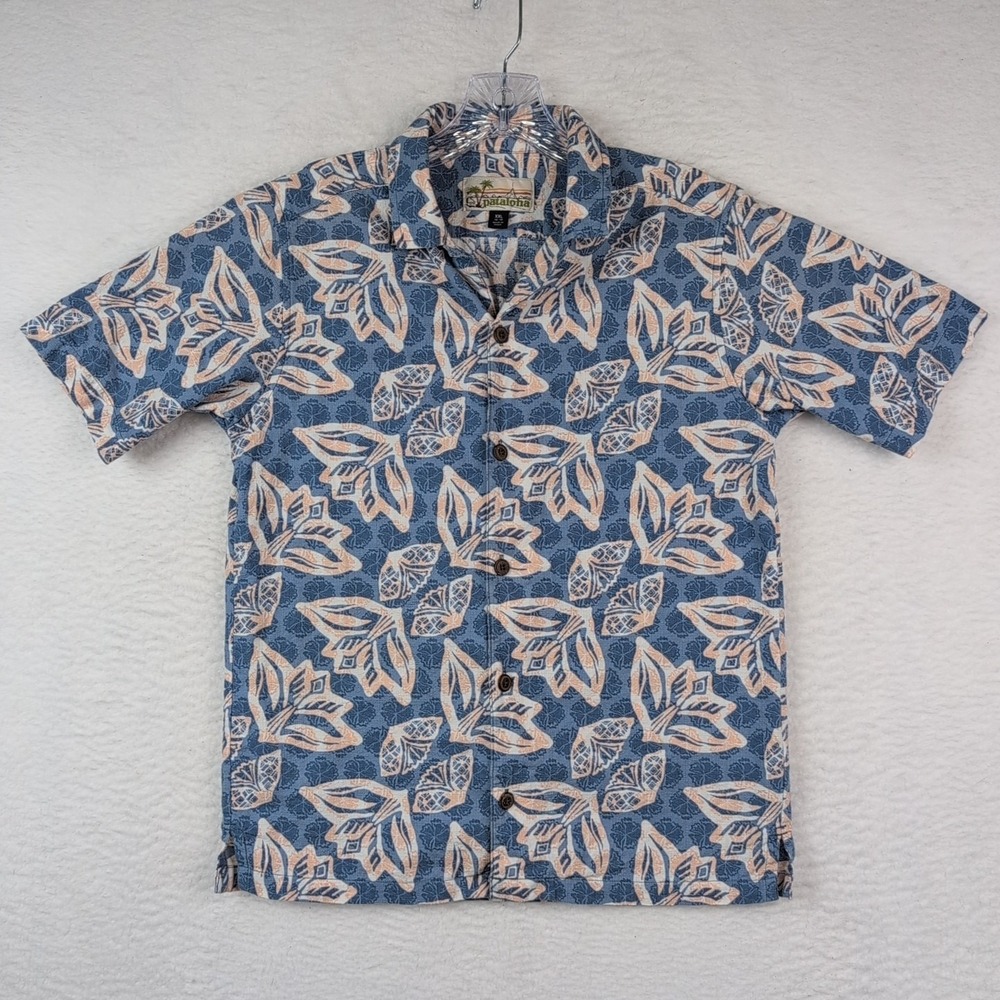 Patagonia Blue and Cream Floral Button-Down Shirt - Kids